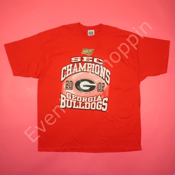 Vinttage Georgia Bulldogs Shirt Mens 2XL Red 2002 SEC Champions Tee Graphic New - Picture 2 of 6